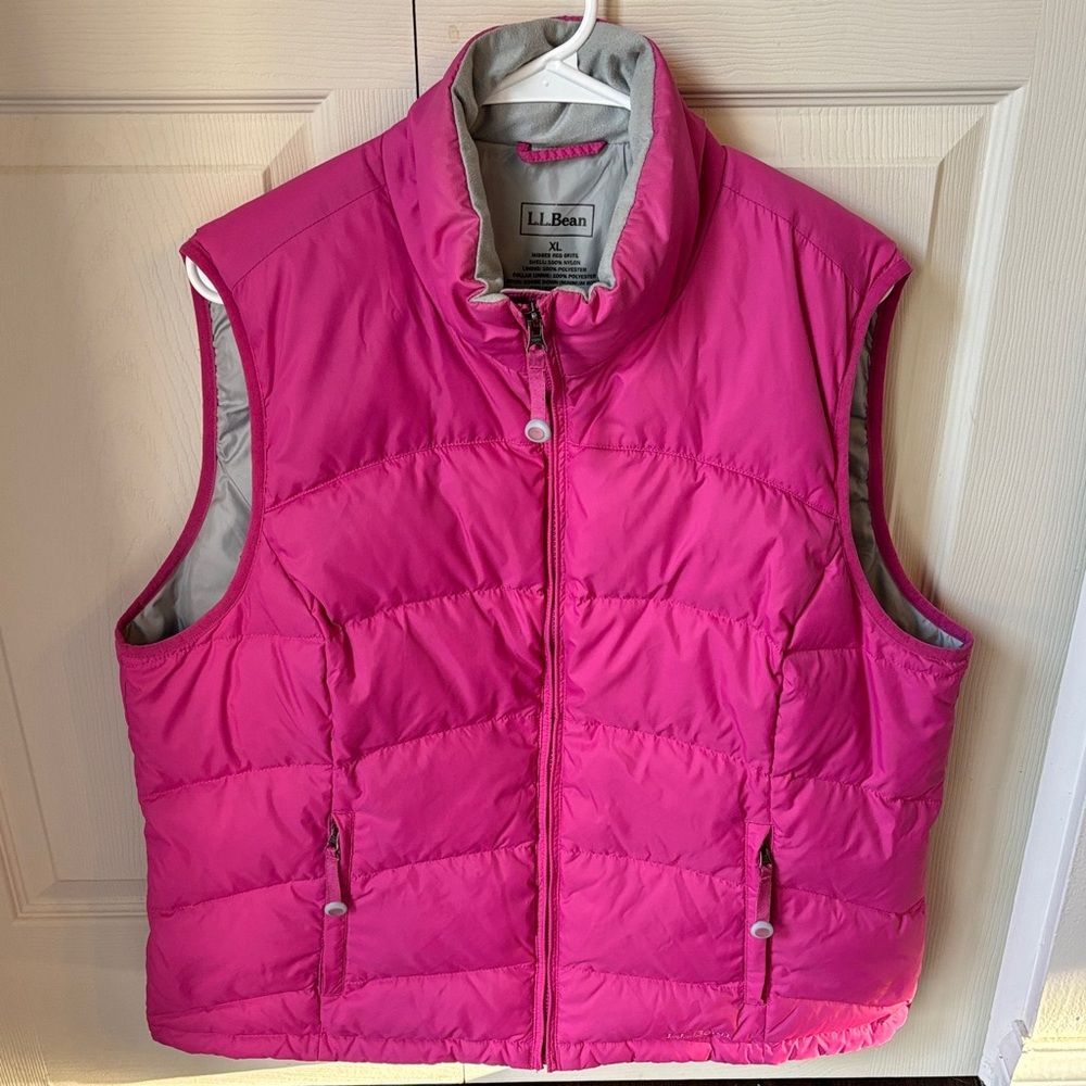 L.L. Bean Women’s vest down puffer warm Pink Quilted packable size XL Outdoors